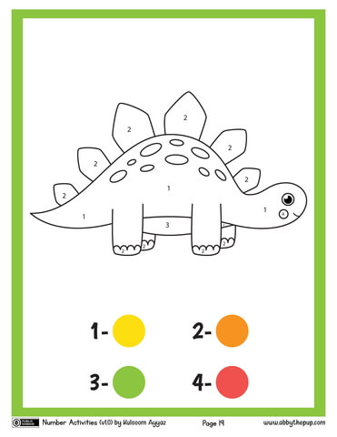 Dinosaur Color By Number Coloring Page